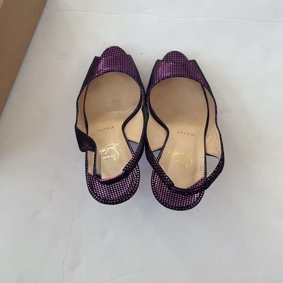 Christian Louboutin No Prive Metallic Fuschia slingback stiletto heels 39.5 - Picture 10 of 11